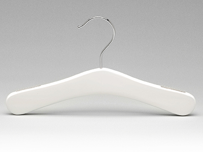 White Wooden Baby's Hanger with Chrome Pant Clips