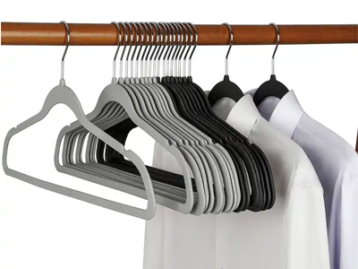 10pcs/set Gray Plastic Coating Clothes Hangers For Adults, Non