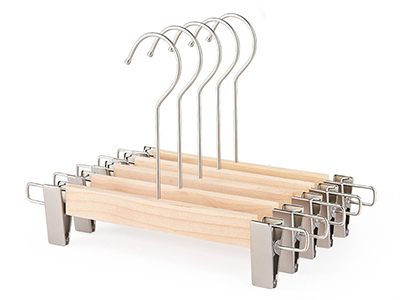 Space Saving Wood Skirt Pants Hangers with Clips for Men