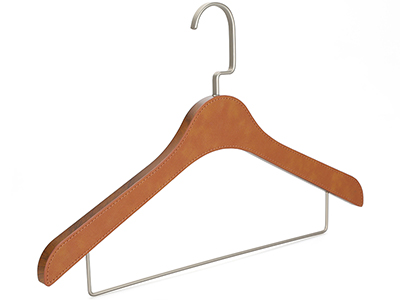 Luxurious Boutique Single Side Leather Wrapped Hanger for Shirt and Pants