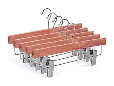 Aromatic Space Saving Wood Cedar Pants Hangers with 2 Adjustable Clips