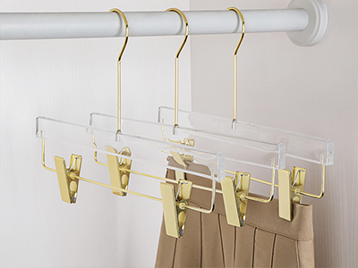 Custom New Fashionable Transparent Pants Hanger with Gold Hook