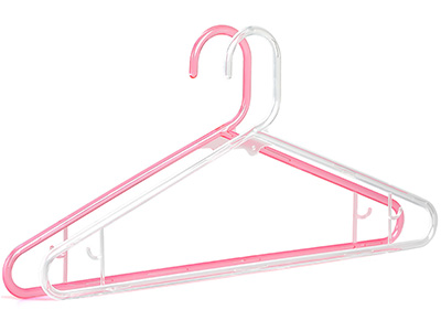 Pink and White Transparent PS Plastic Hanger for Clothes