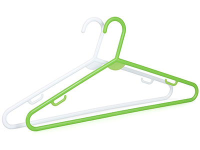 Standard Adult Plastic Clothes Hanger White and Green